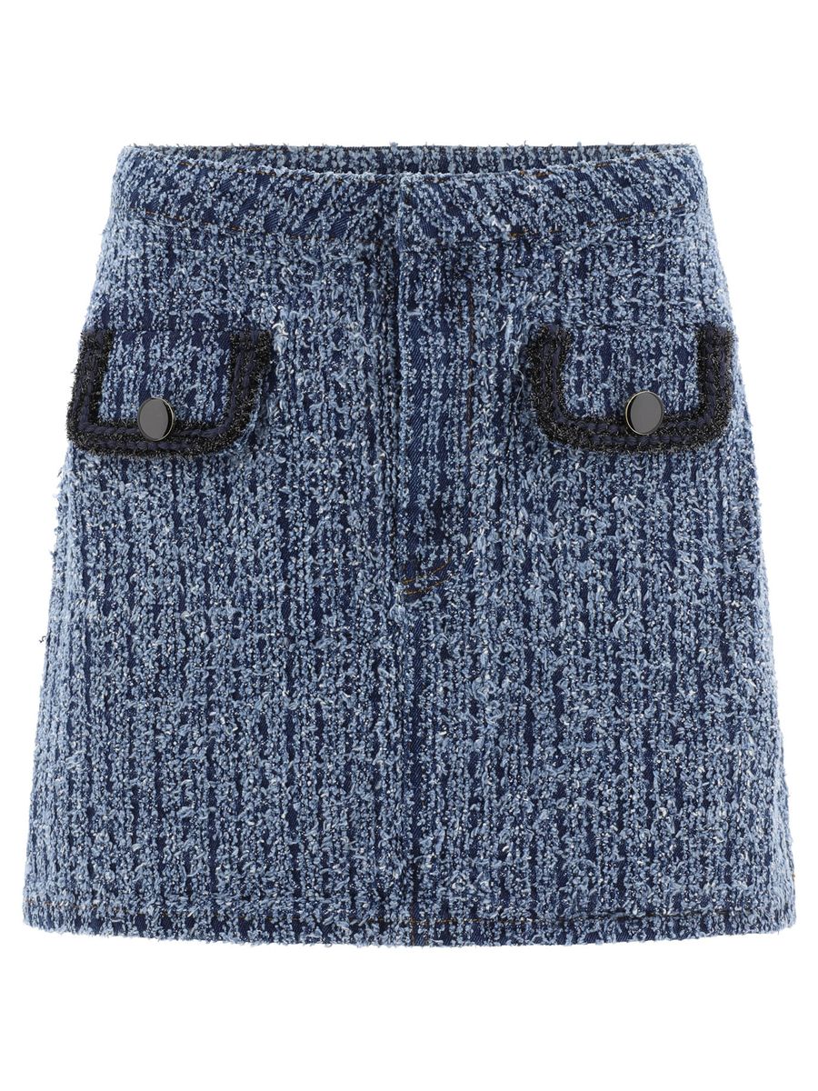 Self-Portrait Textured Denim Skirt