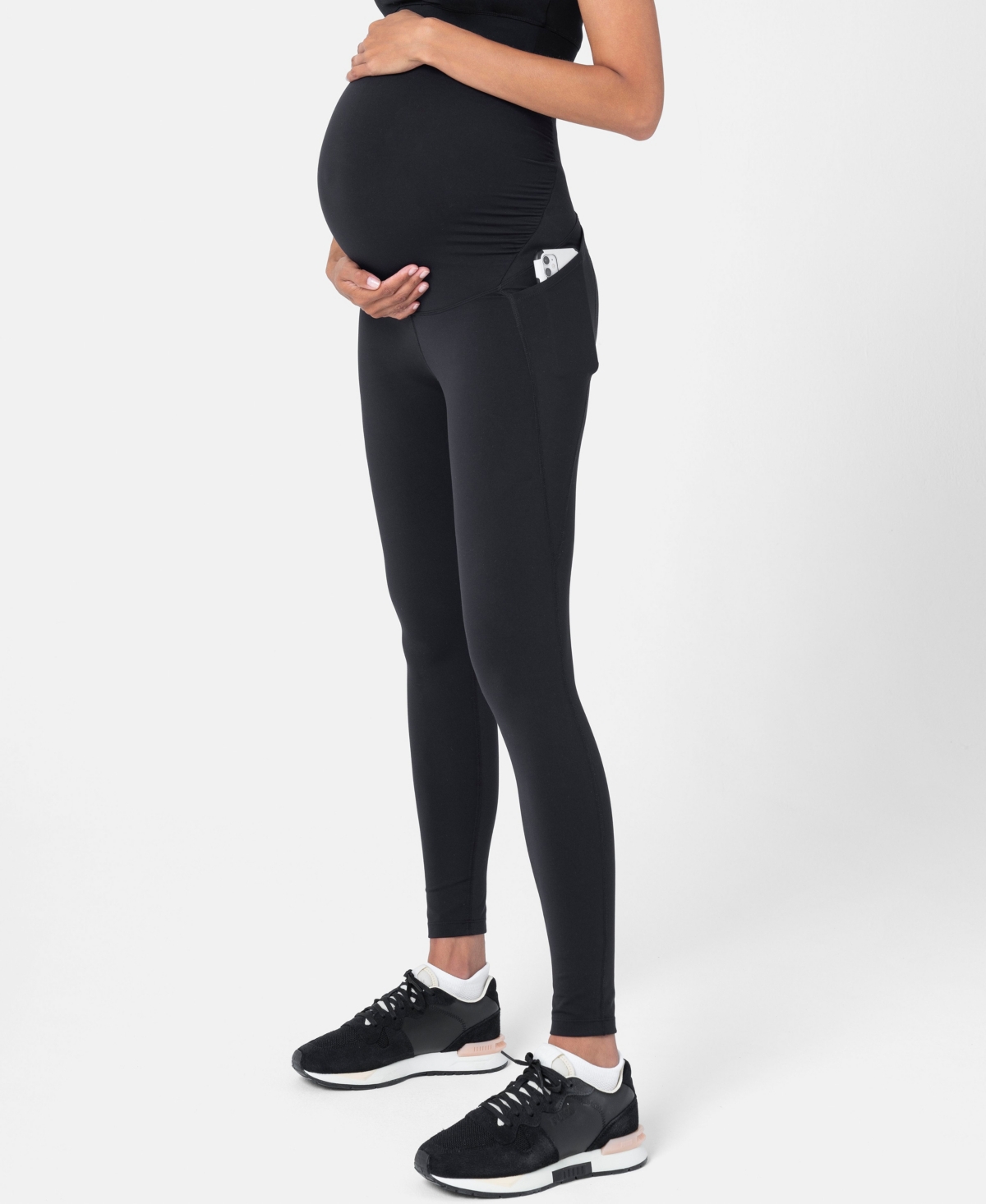 Seraphine Women's Active Support Soft-Touch Sage Maternity Leggings - Black