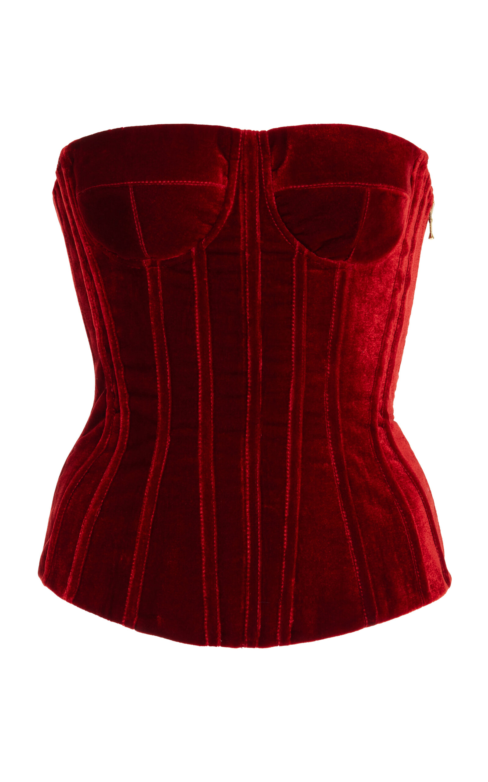 Sergio Hudson - Strapless Velvet Corset Top - Red - US 4 - Moda Operandi