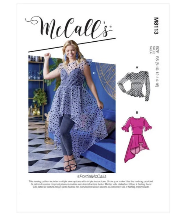 Sewing Pattern For Misses' & Women's Tops, Mccalls M8113, New Pattern, Sizes 8 To 24W, Womens Peplum Tops - 3 Styles