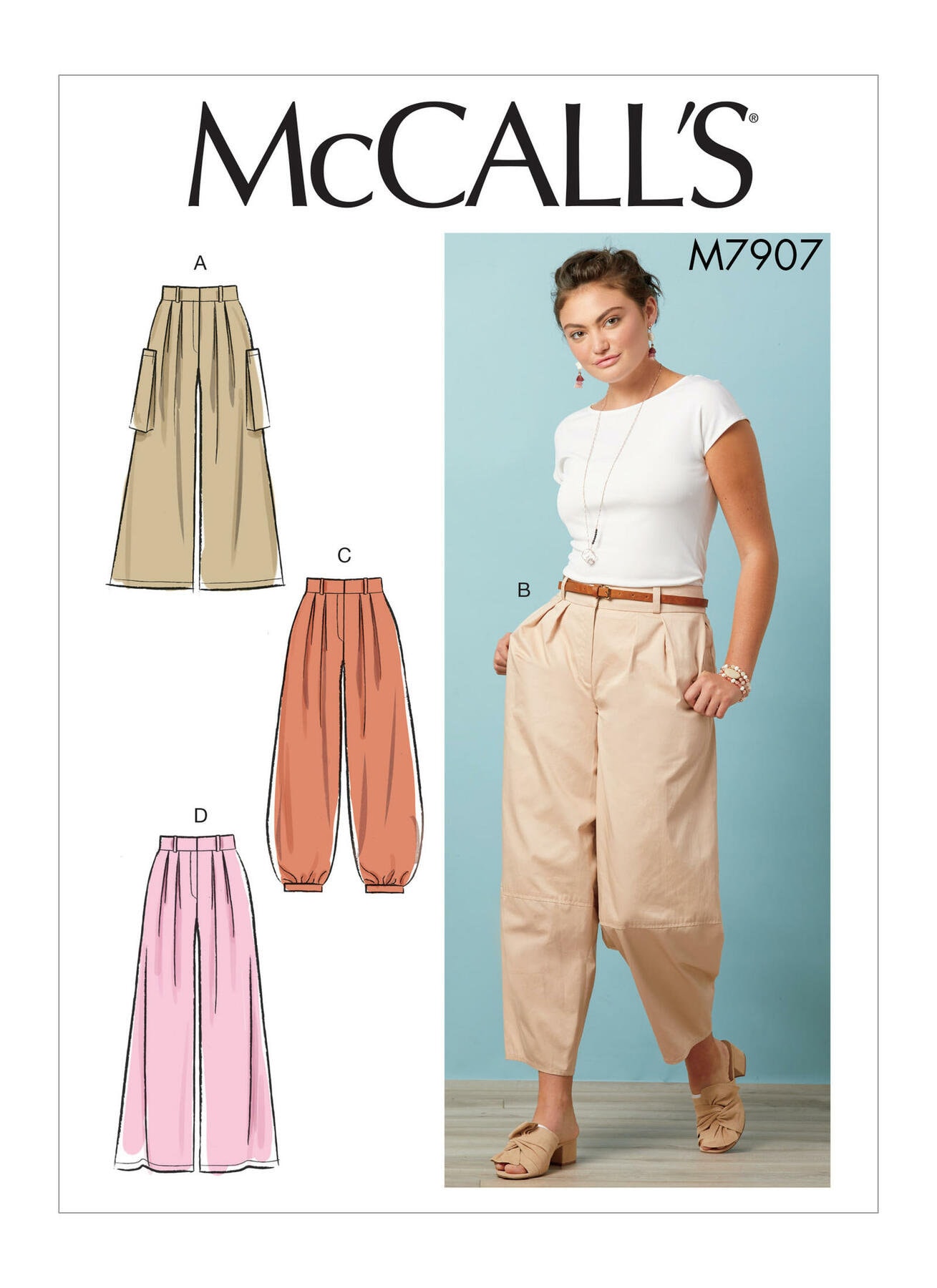 Sewing Pattern For Women's Pants, Wide Leg Cargo Carpenter Mccalls 7907, Size 6-14 & 14-22, Uncut Ff