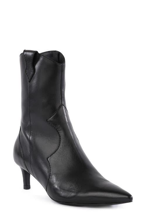 Seychelles Dallas Pointy Toe Western Sock Boot in Black Leather at Nordstrom, Size 6