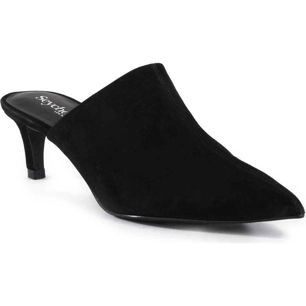 Seychelles Obsession Pointed Toe Kitten Heel Mule in Black Suede at Nordstrom, Size 6