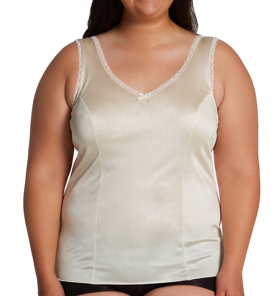 Shadowline Women's Plus Princess Wide Strap Camisole in Beige | Size 44 | HerRoom.com