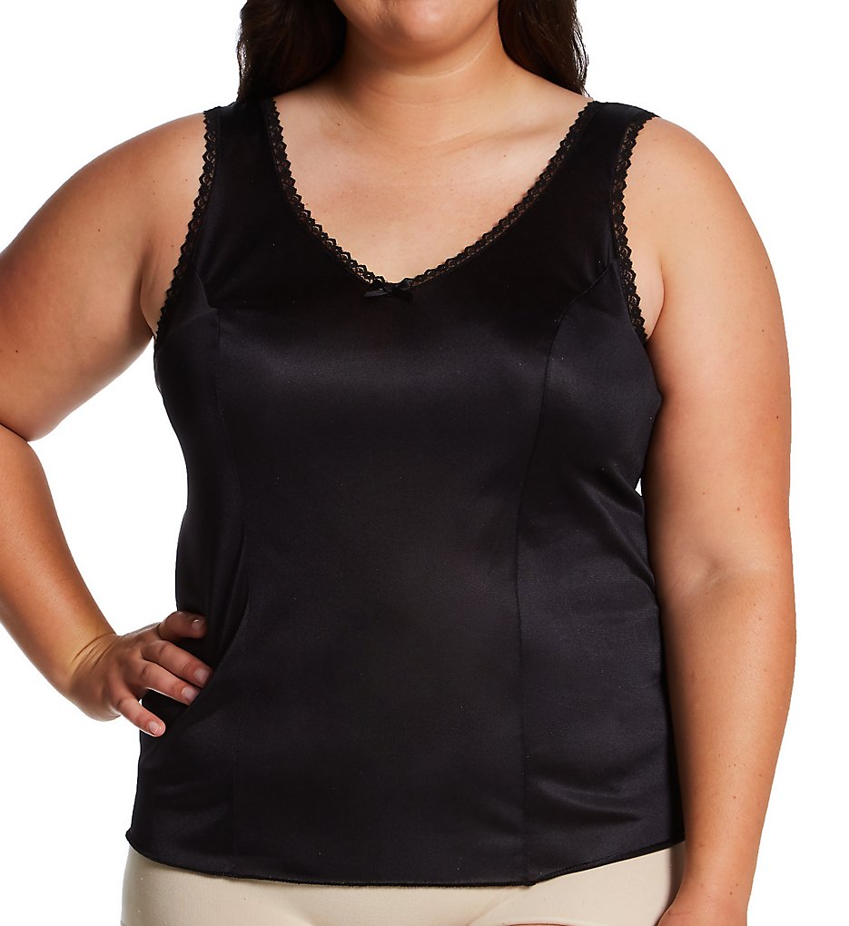 Shadowline Women's Plus Princess Wide Strap Camisole in Black | Size 44 | HerRoom.com