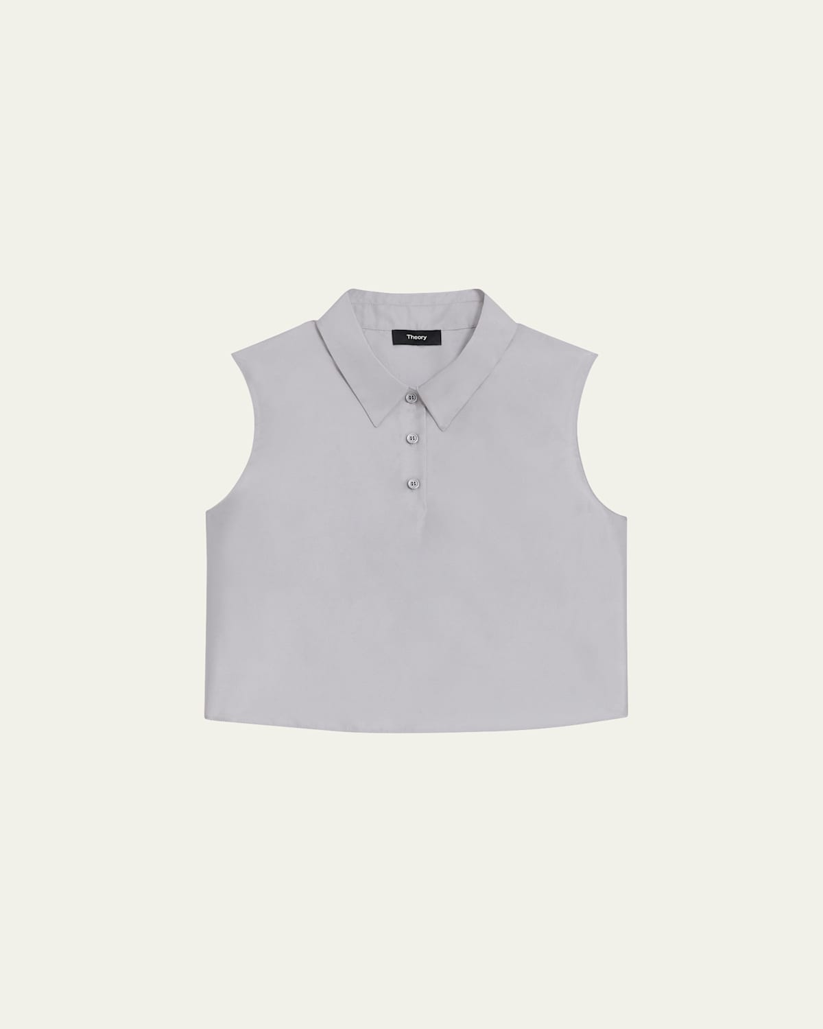 Shantung Silk Sleeveless Crop Polo Top