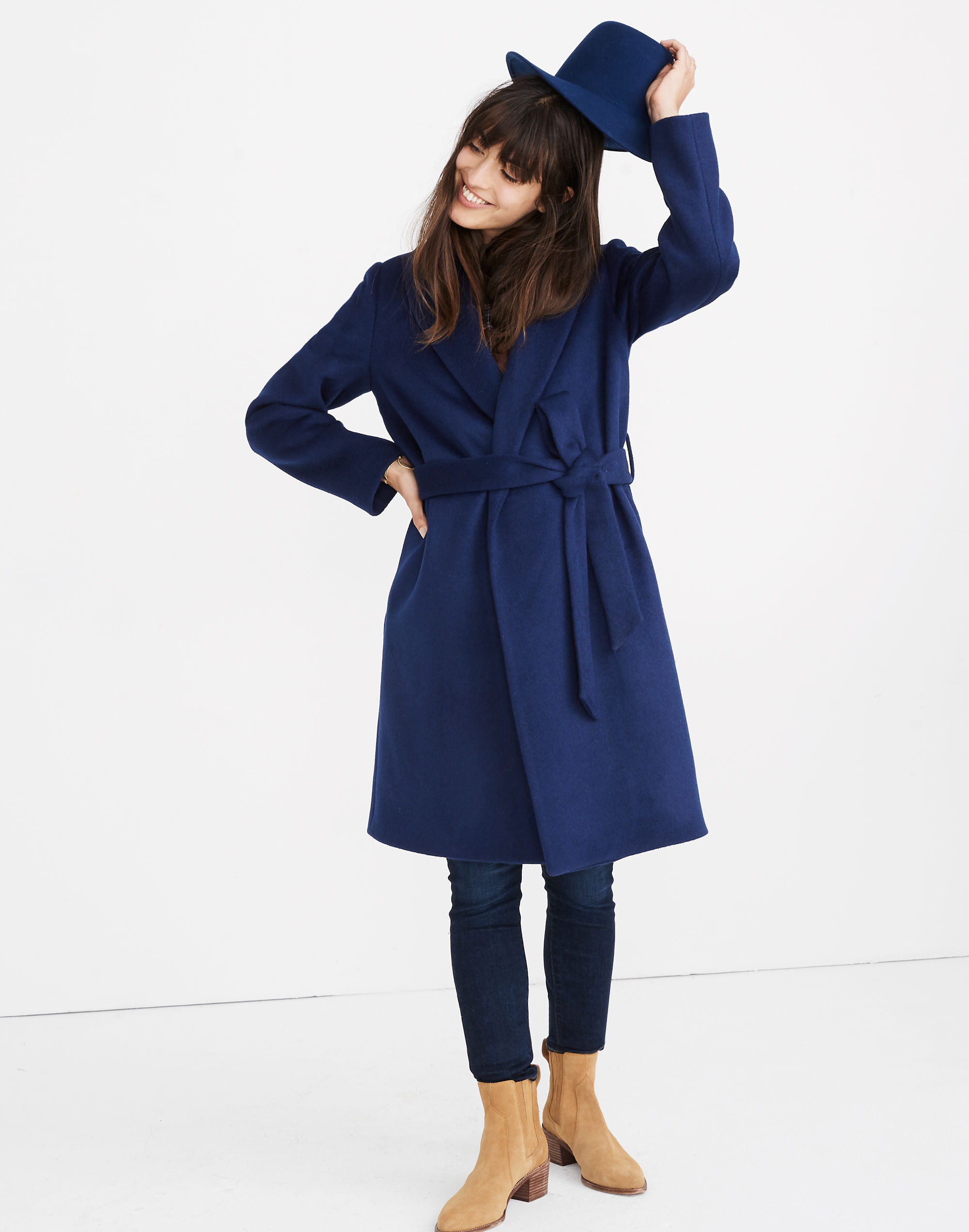 Shawl-Collar Wrap Coat