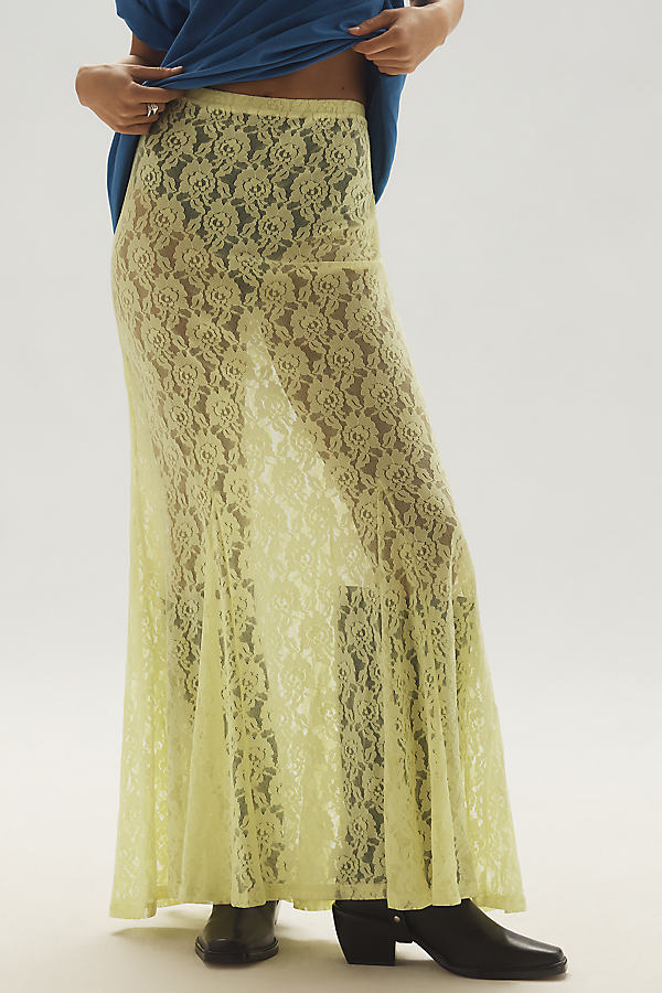 Sheer Tiered Lace Maxi Skirt