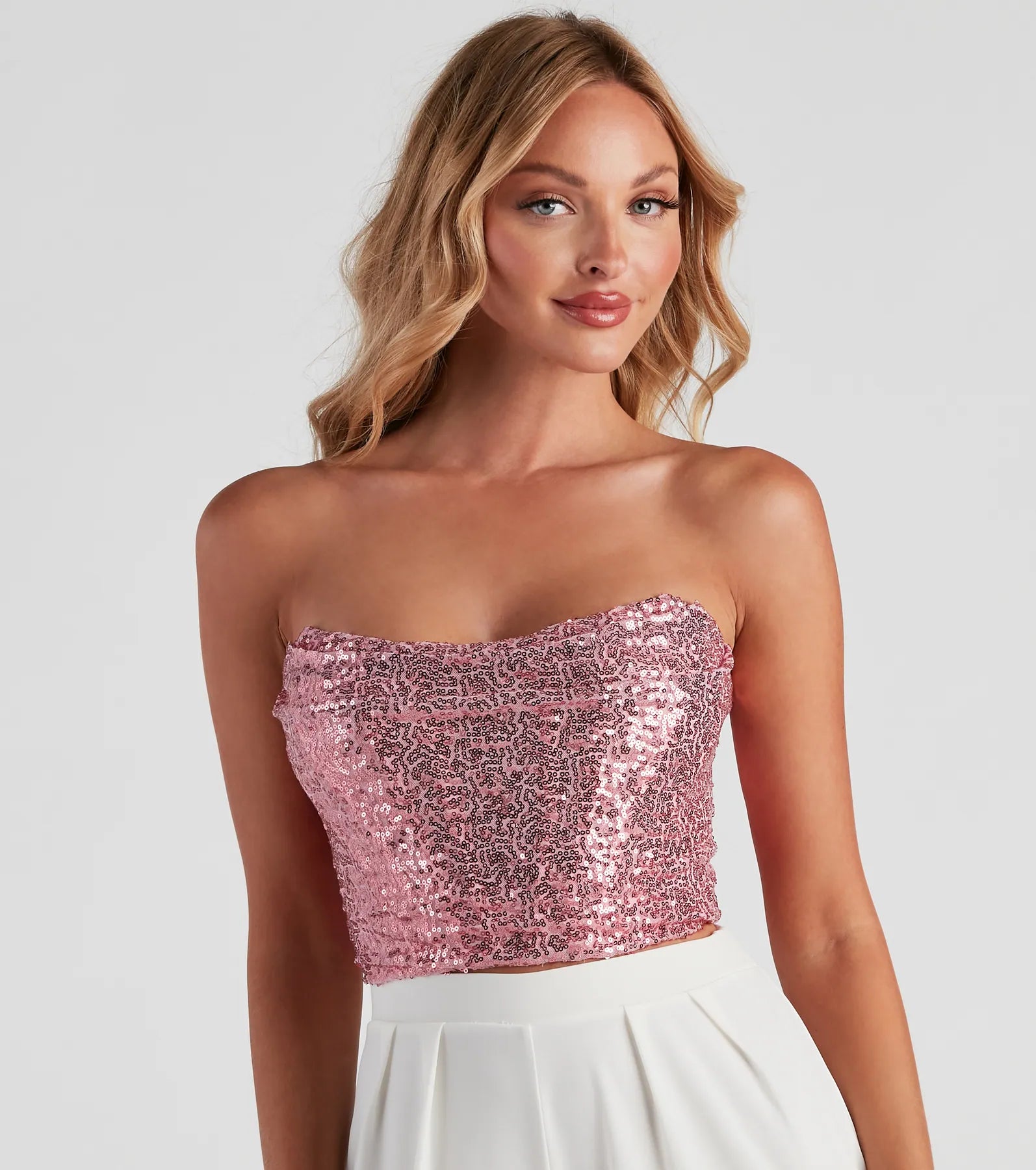 She's Glowing Sequin Corset Top