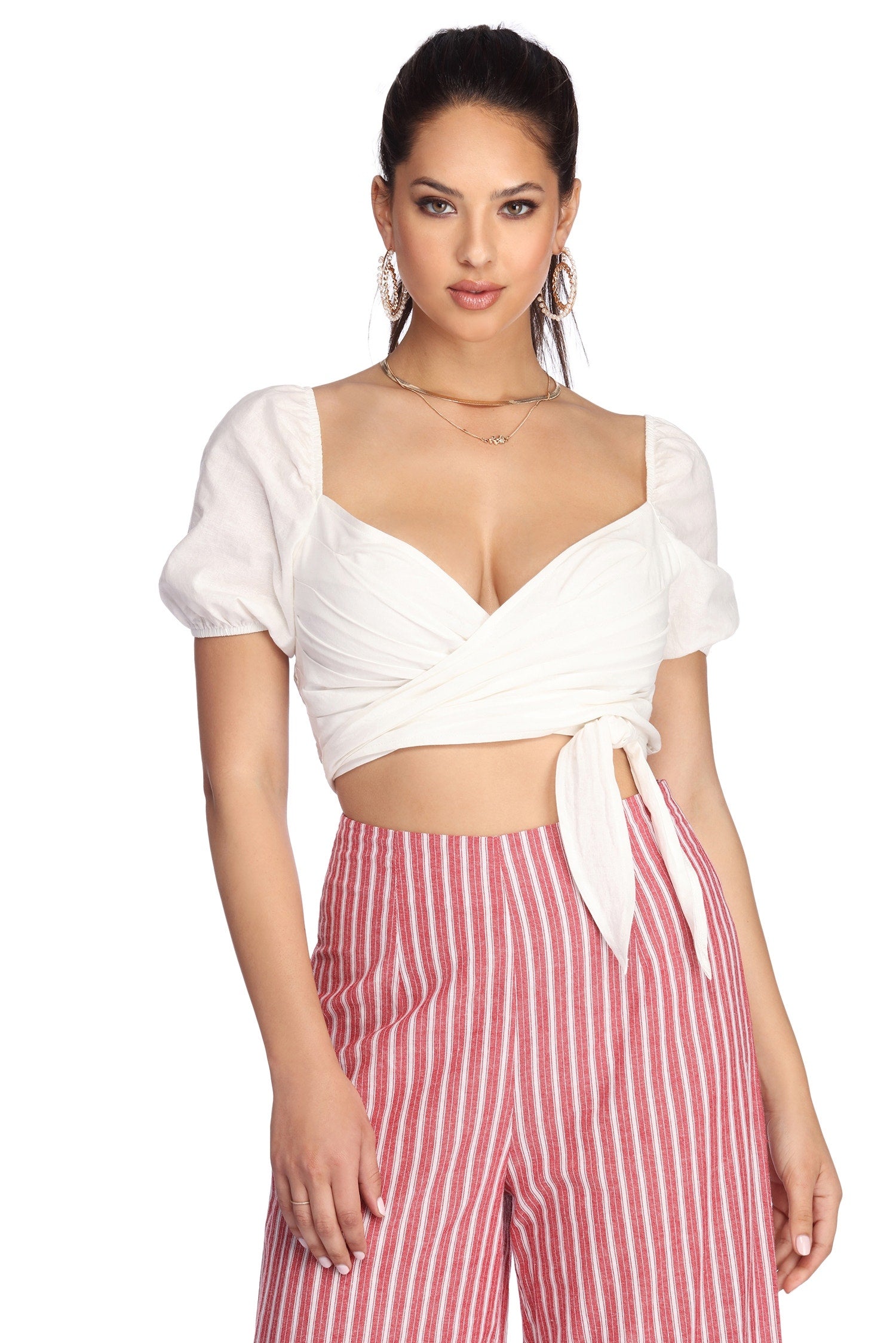 She's Poplin Wrap Crop Top