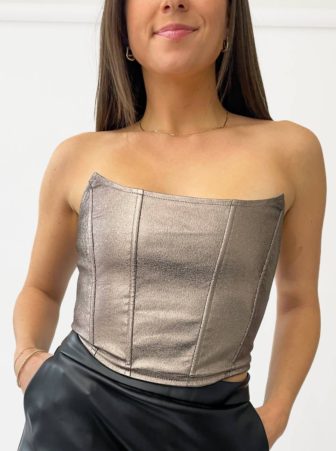 Shine Corset Top In Beige