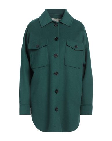 Shirtaporter Woman Coat Dark green Size 6 Wool, Polyester