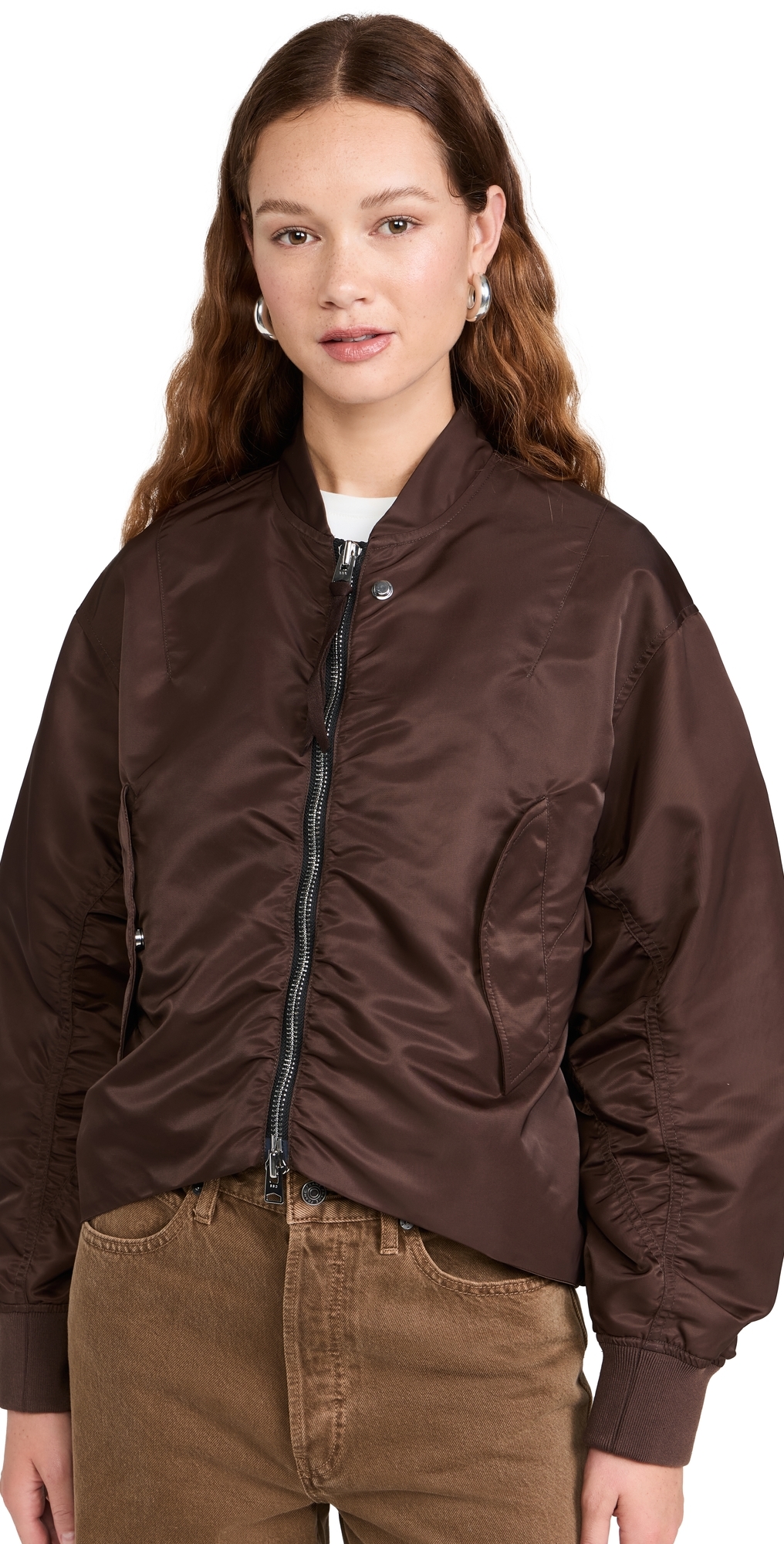 Shoreditch Ski Club Skylar Bomber Jacket Walnut Brown L