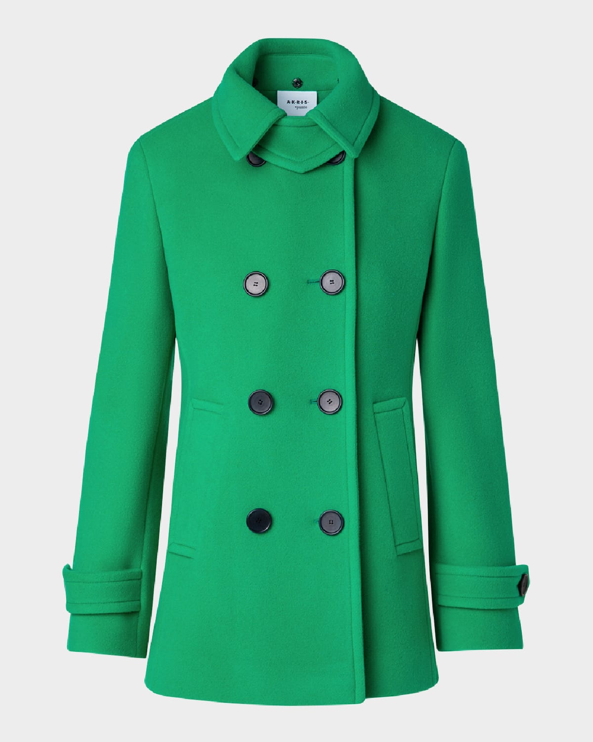 Short Double-Breasted Wool Coat