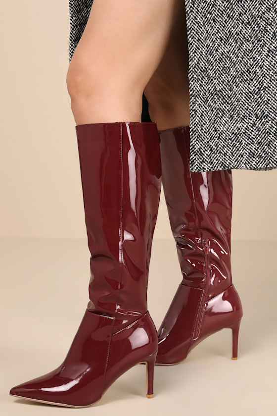 Silva Red Patent Pointed-Toe Knee-High Boots