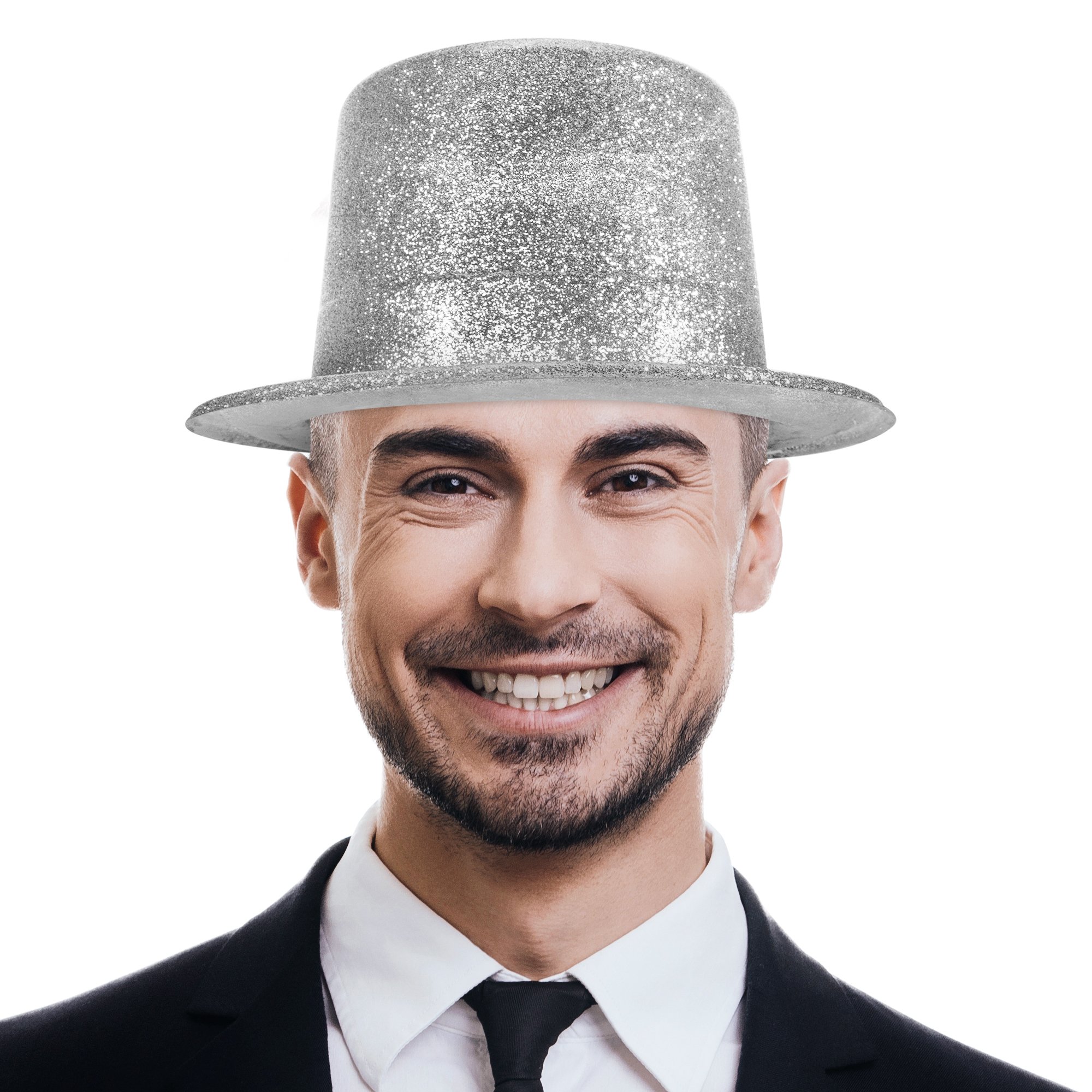 Silver Glitter Top Hat by Windy City Novelties