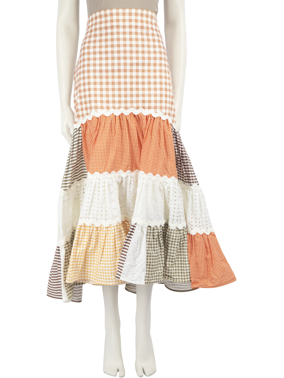 Silvia Tcherassi Patchwork Tiered Midi Skirt