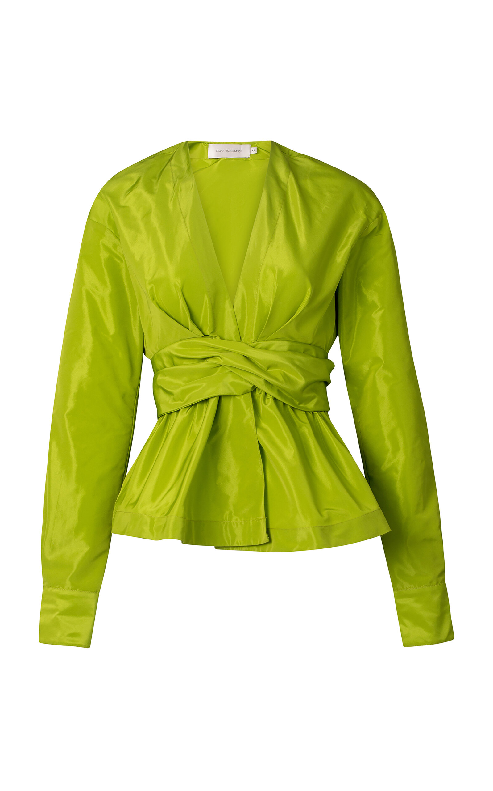 Silvia Tcherassi - Saanvi Satin Taffeta Peplum Top - Green - M - Moda Operandi