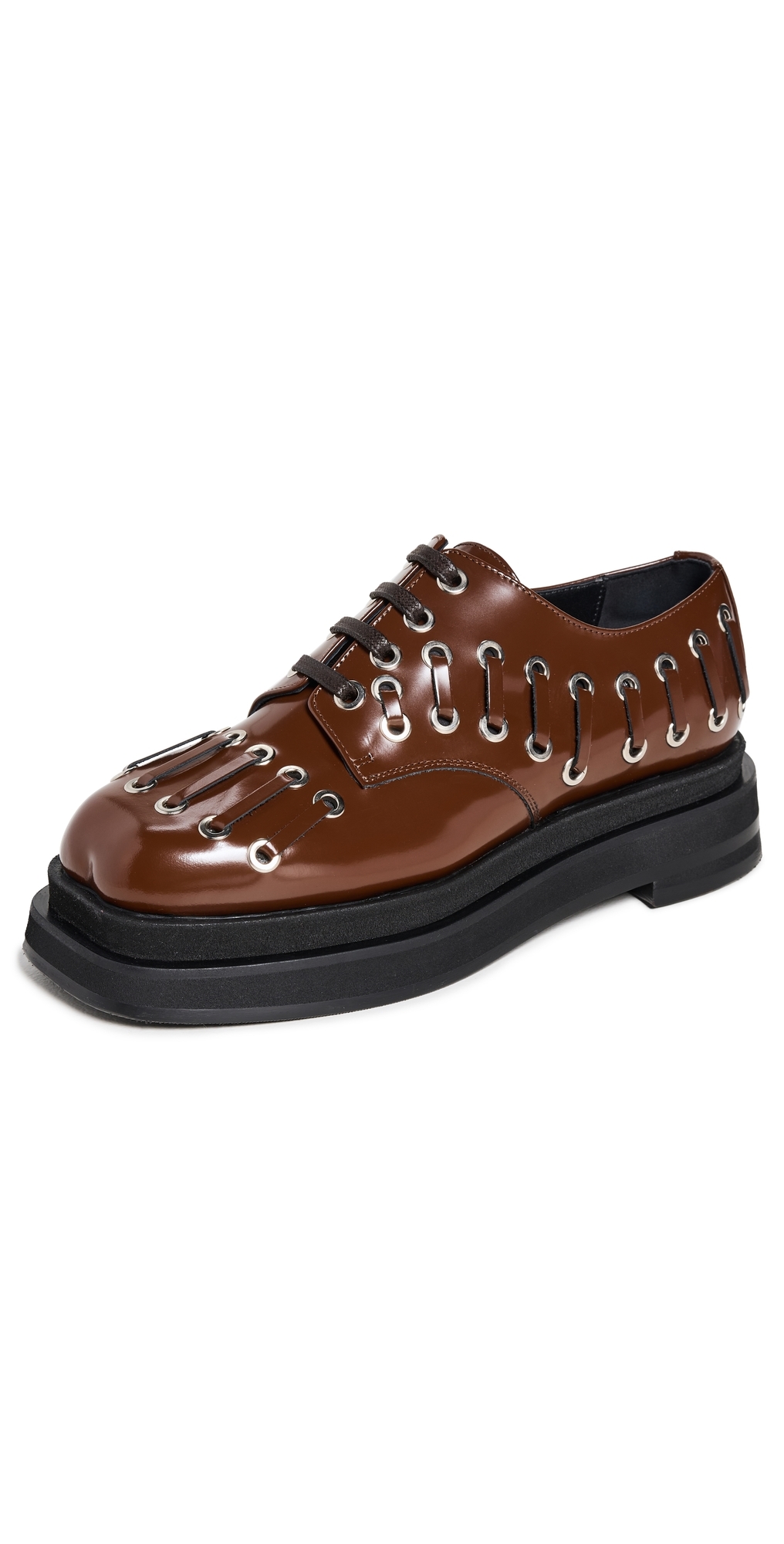 Simone Rocha Heart Toe Platform Grommet Brogues Shoes Brown 36