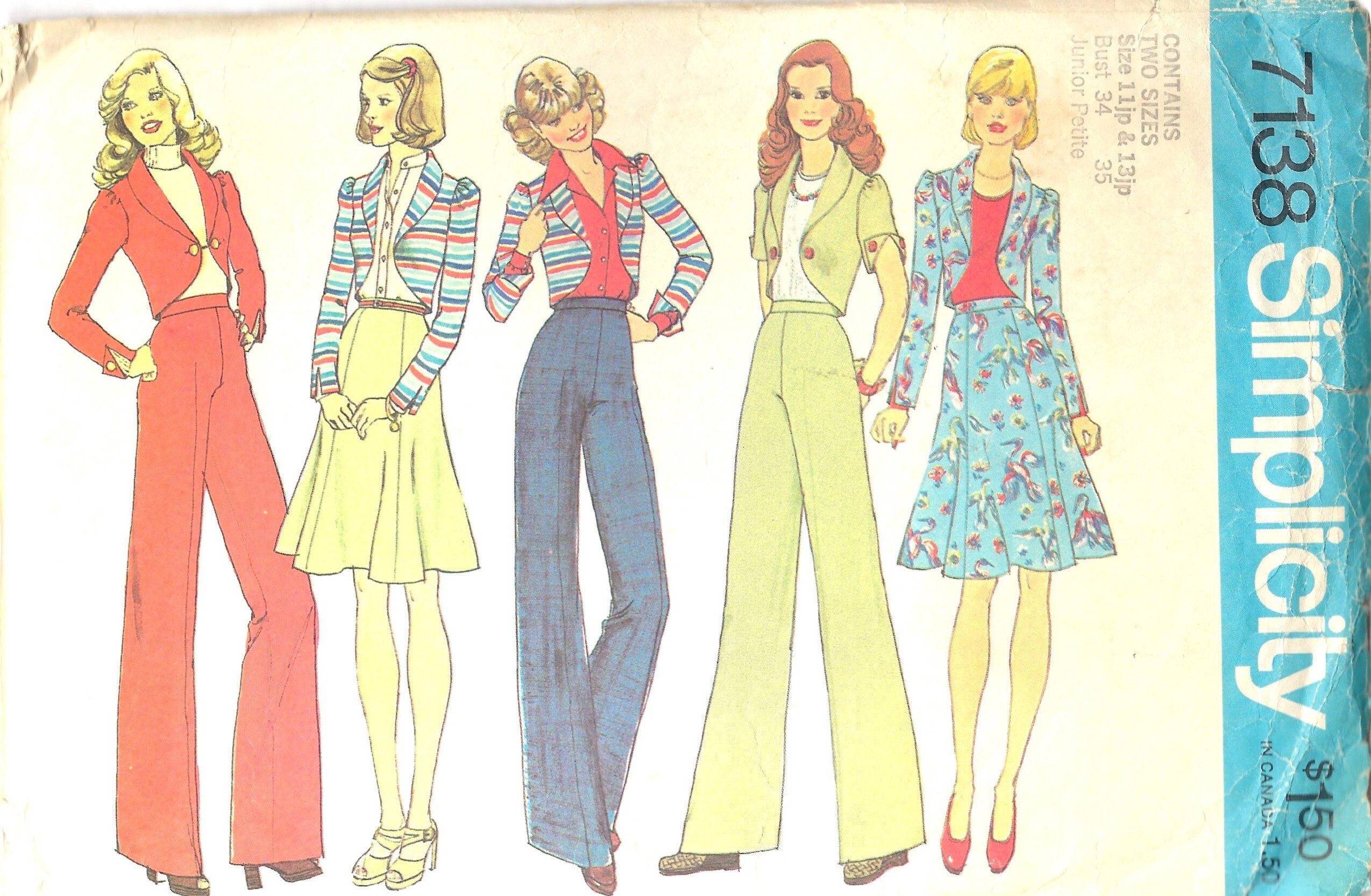 Simplicity 7138 Unlined Jacket, Skirt, Wide-Leg Pants Sewing Pattern, Size 11Jp & 13Jp Bust 34 35