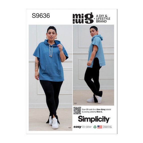 Simplicity S9636 Sewing Pattern, Misses' & Plus Size Easy To Sew Knit Hoodies Leggings By Mimi G, Relaxed Fit Activewear