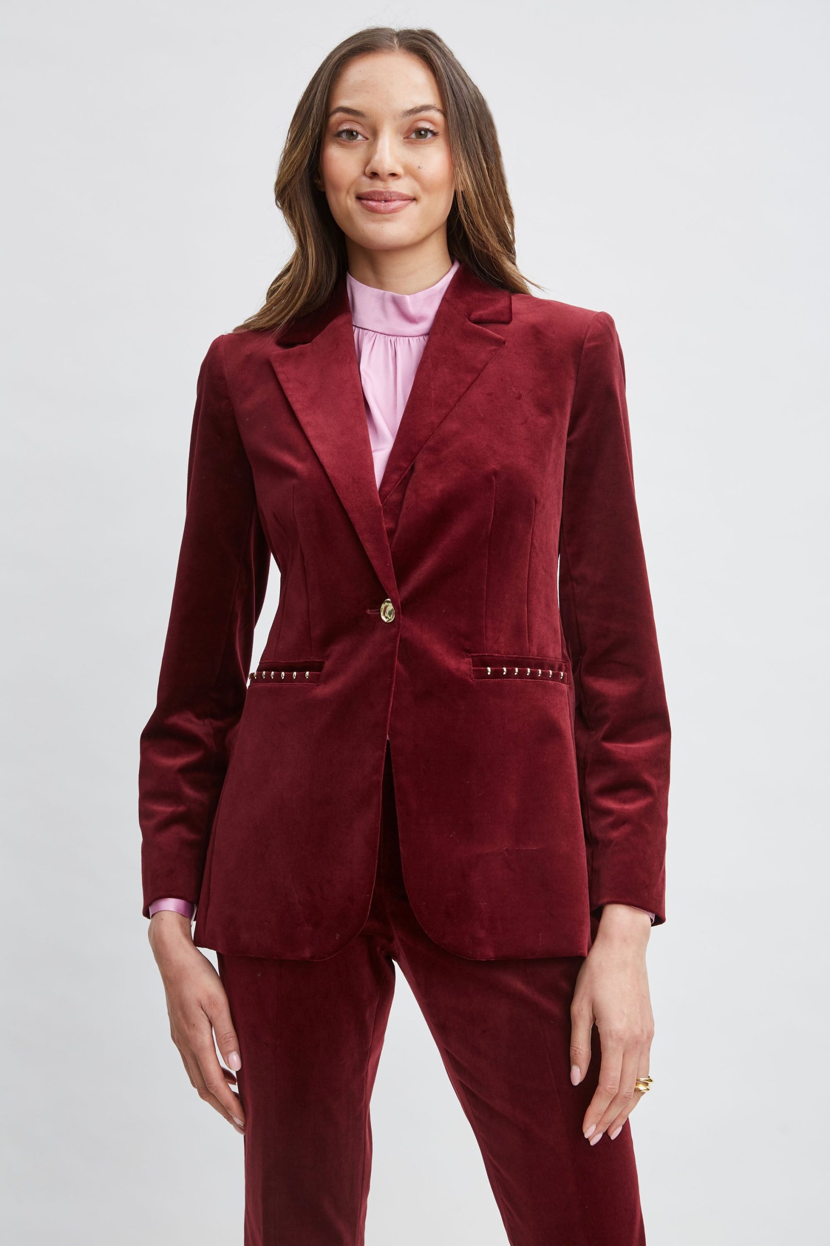 Single Button Velvet Blazer