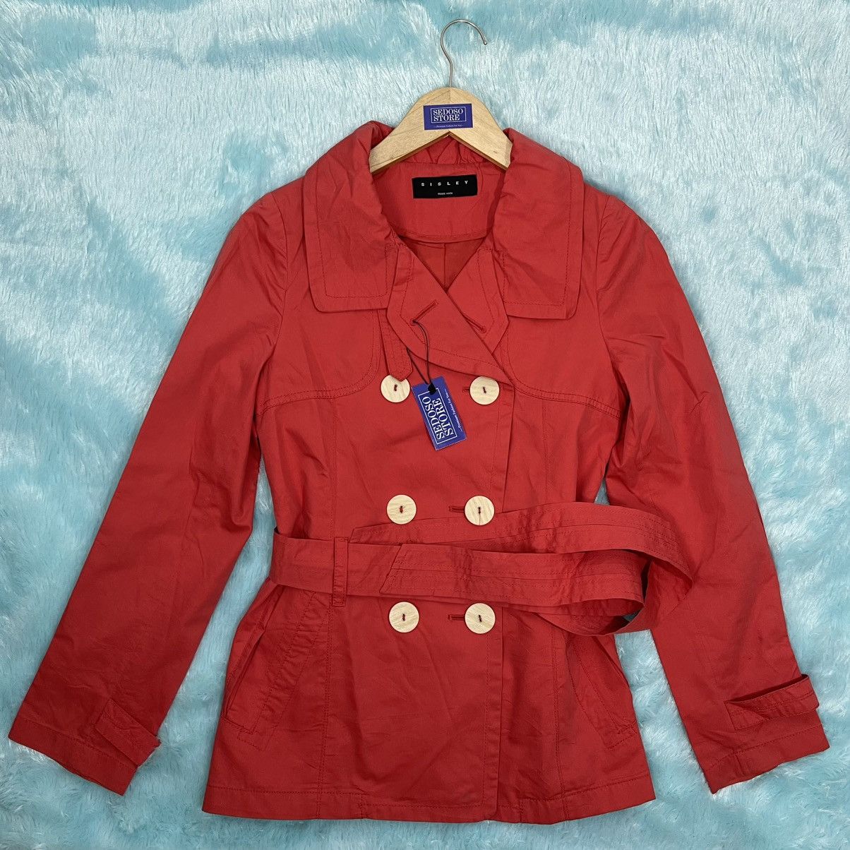 Sisley Fox Red Double-Breasted Trench Coat, Women's (Size Large)