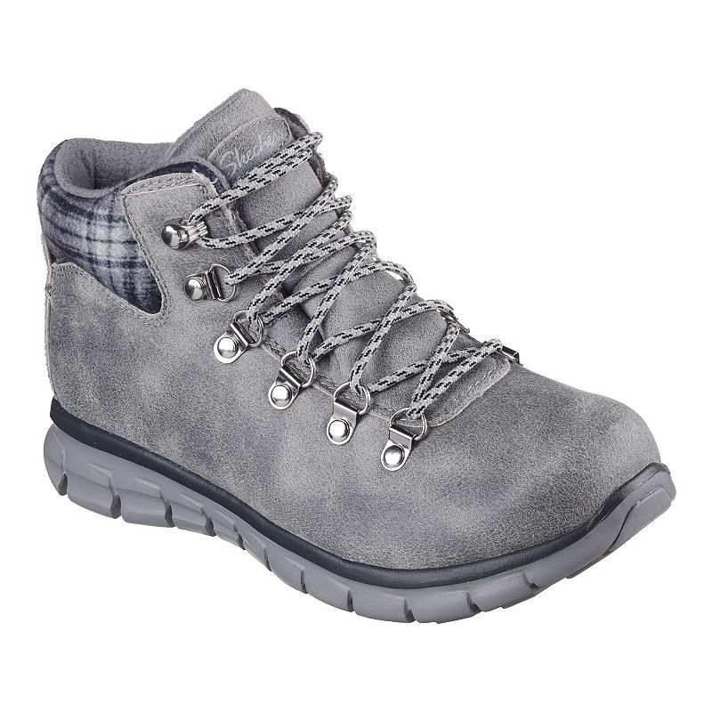 Skechers Synergy Plaid Mood Women's Hiking Boots, Size: 5, Grey