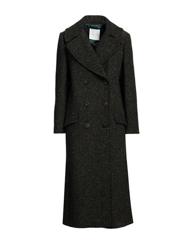 Skills & Genes Woman Coat Military green Size 6 Wool, Acrylic, Polyester, Silk, Polyamide