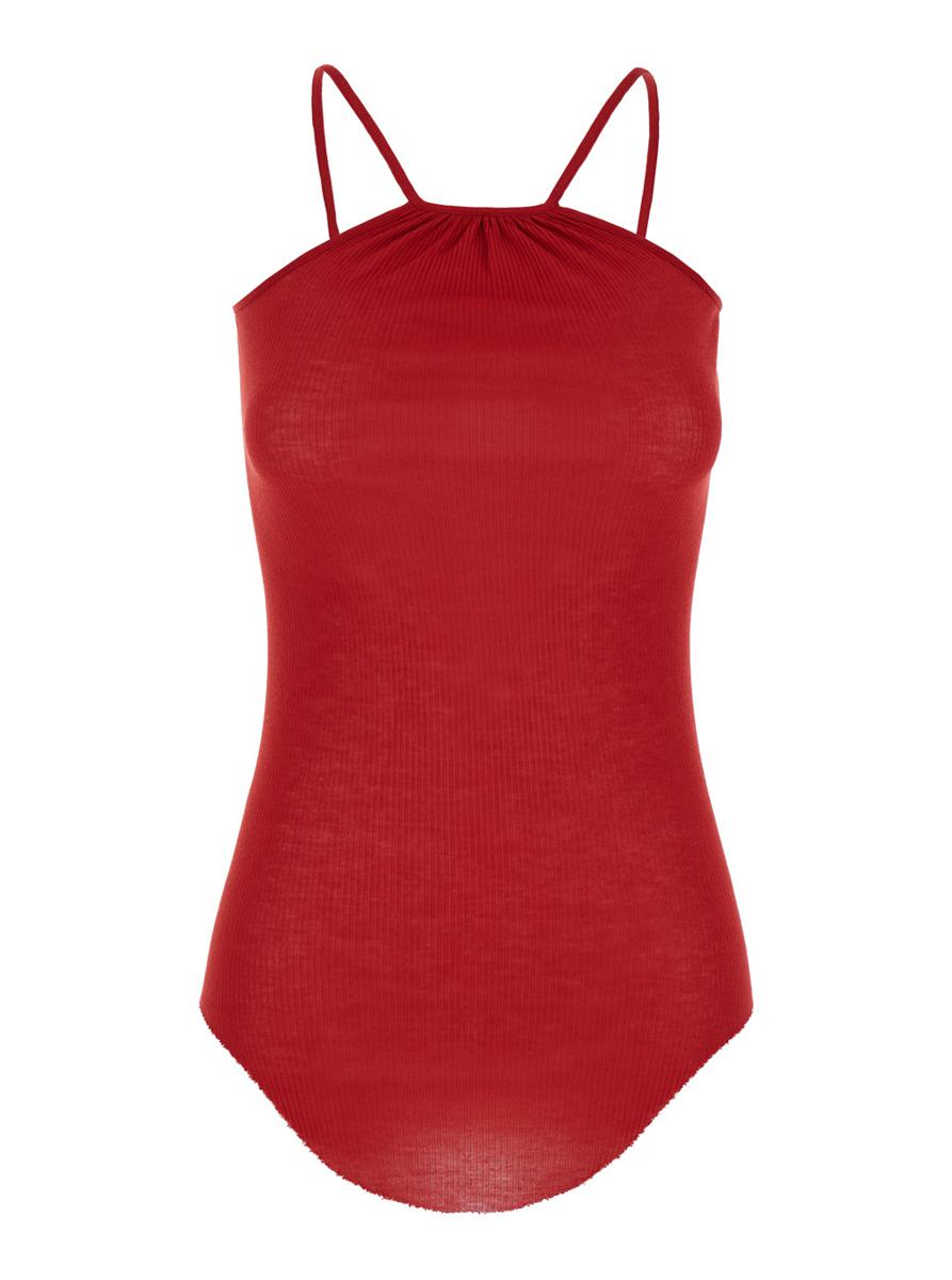 'Skorpio' Red Tank Top With Halterneck In Ribbed Silk Blend Woman