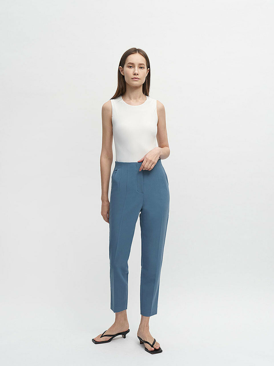 Sky Blue Kari High Rise Tailored Pants