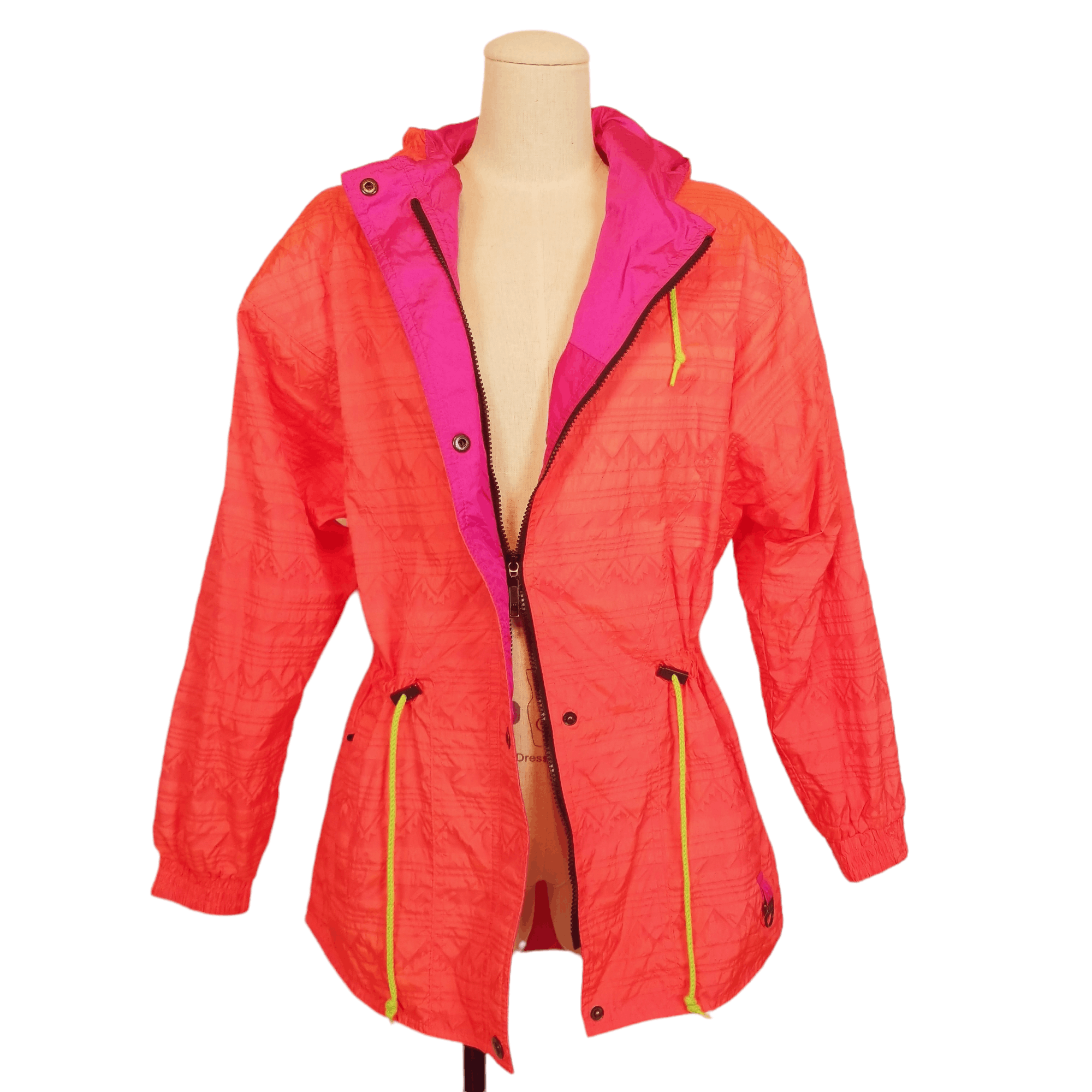 Skyr Vintage 80's Neon Lightweight Windbreaker Ski Jacket in Neon Orange, Women's (Size Medium)