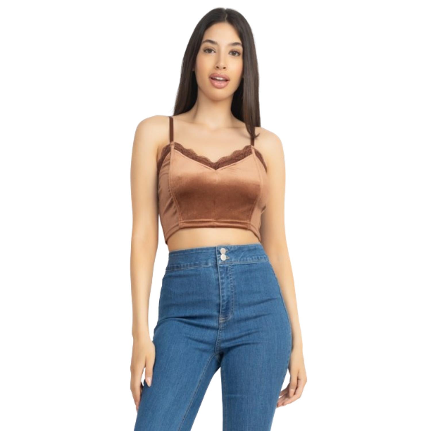 Sleeveless Corset Velvet Crop Top