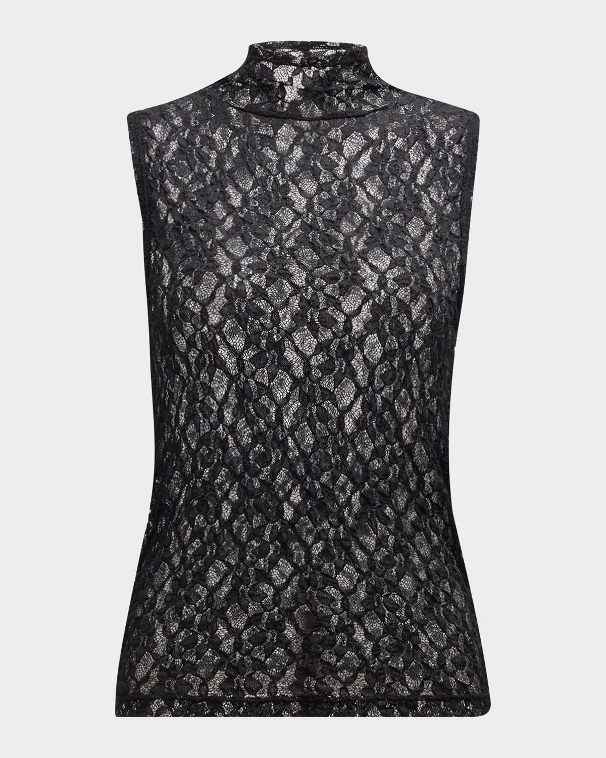 Sleeveless Mesh Lace Top