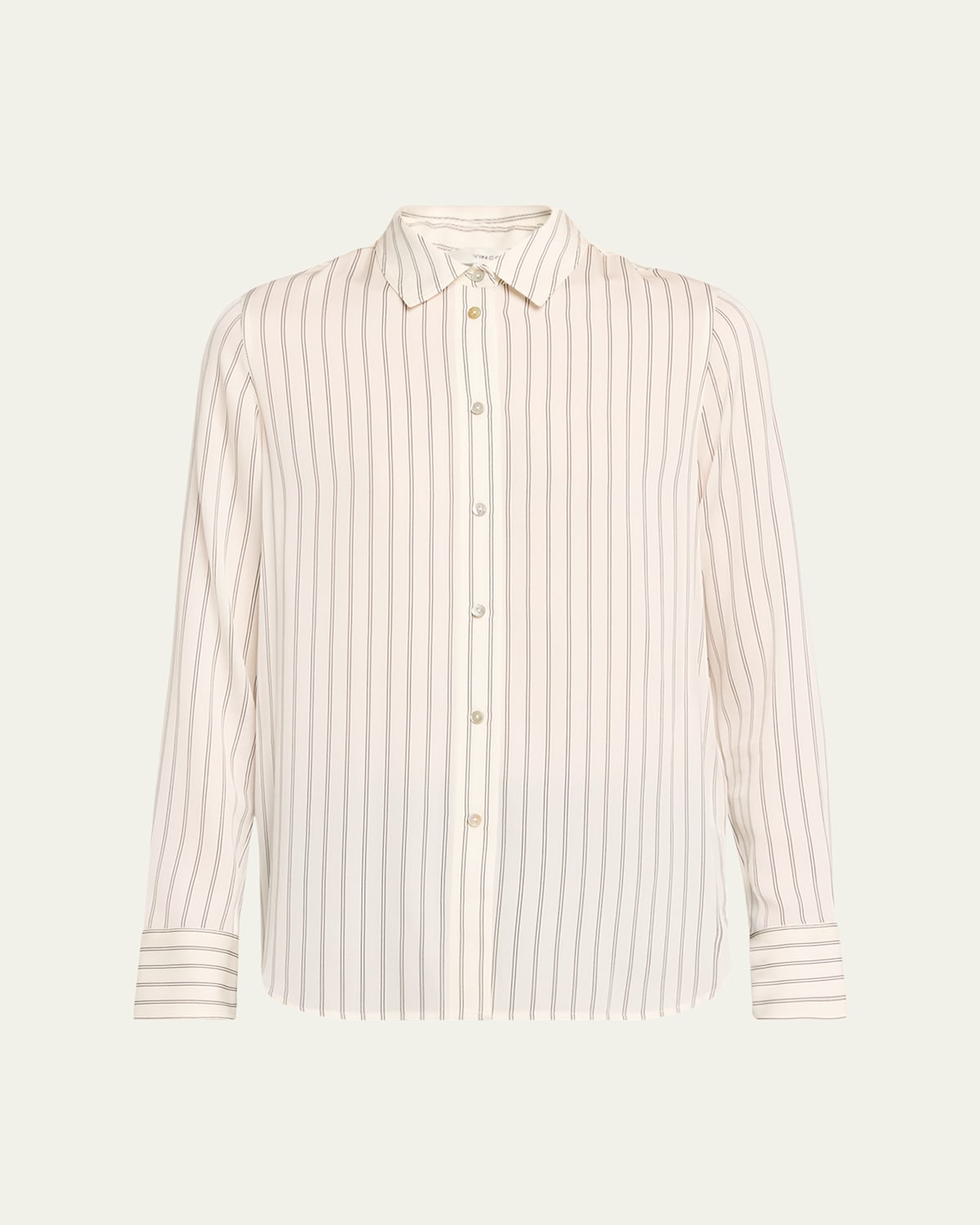 Slim-Fitted Silk Stripe Blouse