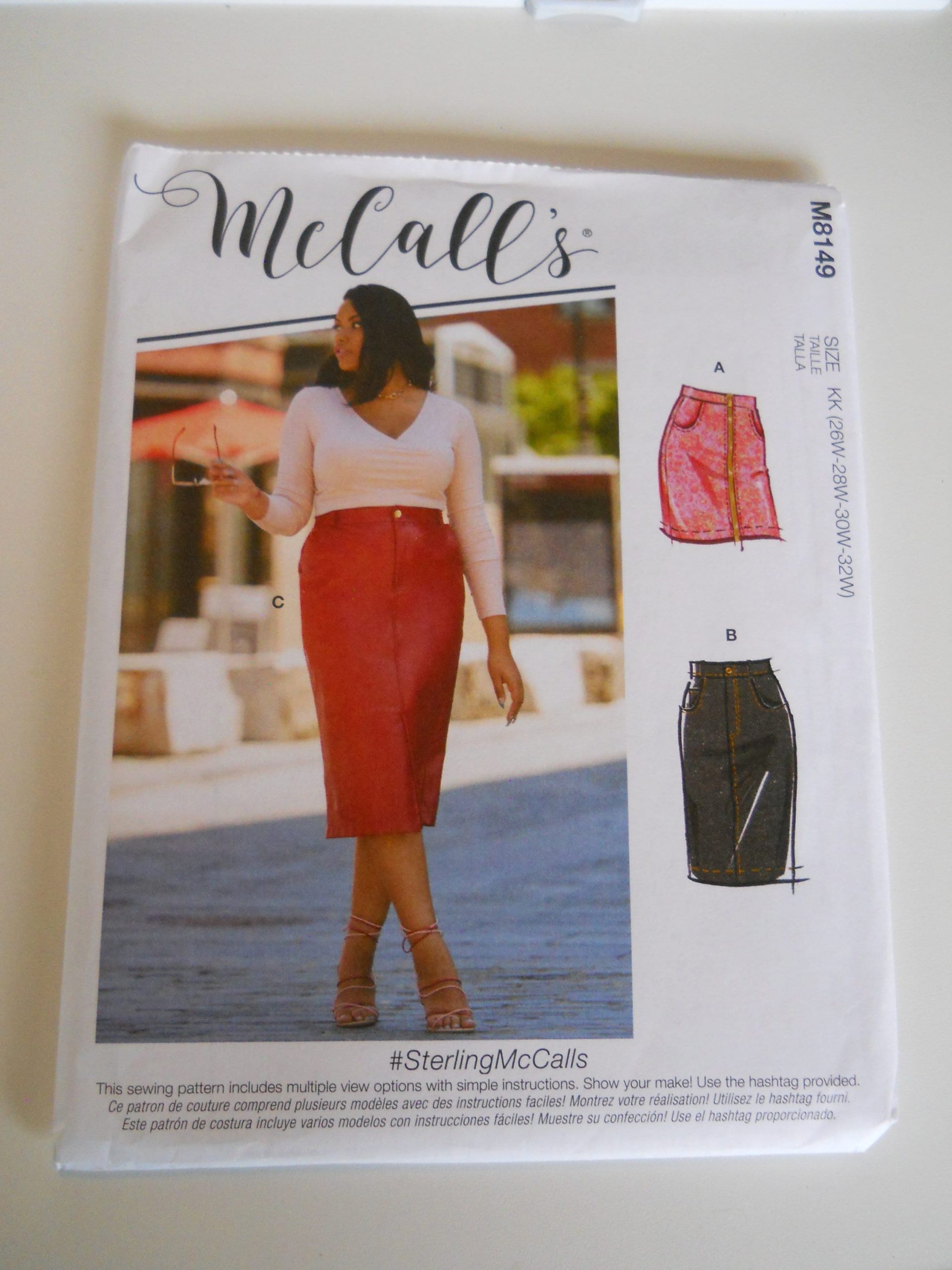 Slim Skirt Mccall's M8149 Kk | 26W To 32W New Sewing Pattern For Zipper With Fly Zipper, Pockets, Denim Skirt, Extended Size