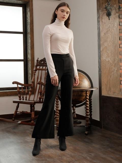 Slit Bootcut Trousers Black