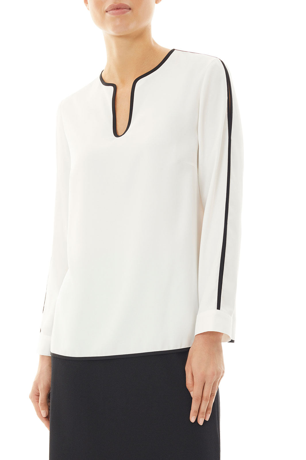 Slit Sleeve Crepe de Chine Blouse