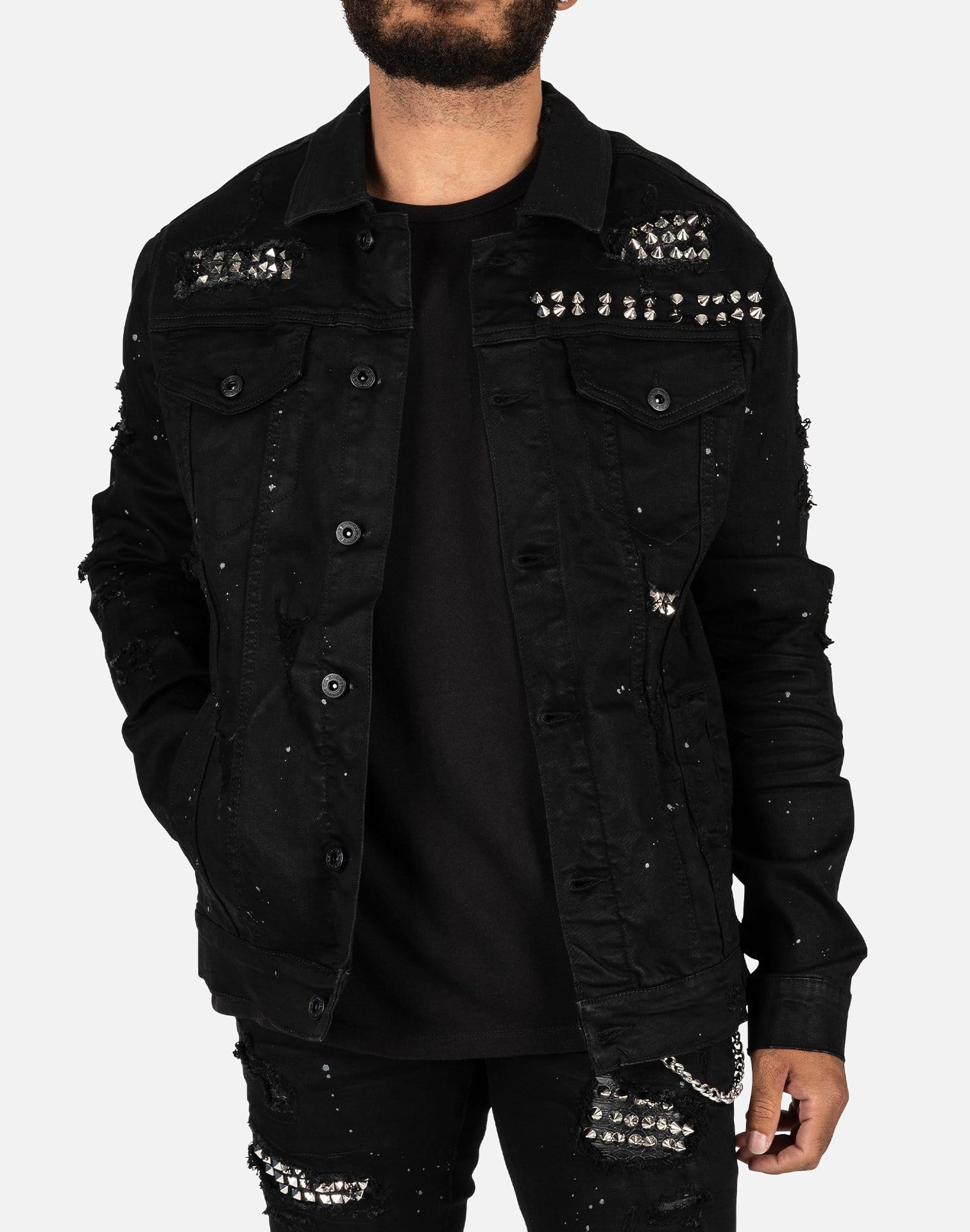 Smoke Rise MOTO STUDDED DENIM JACKET