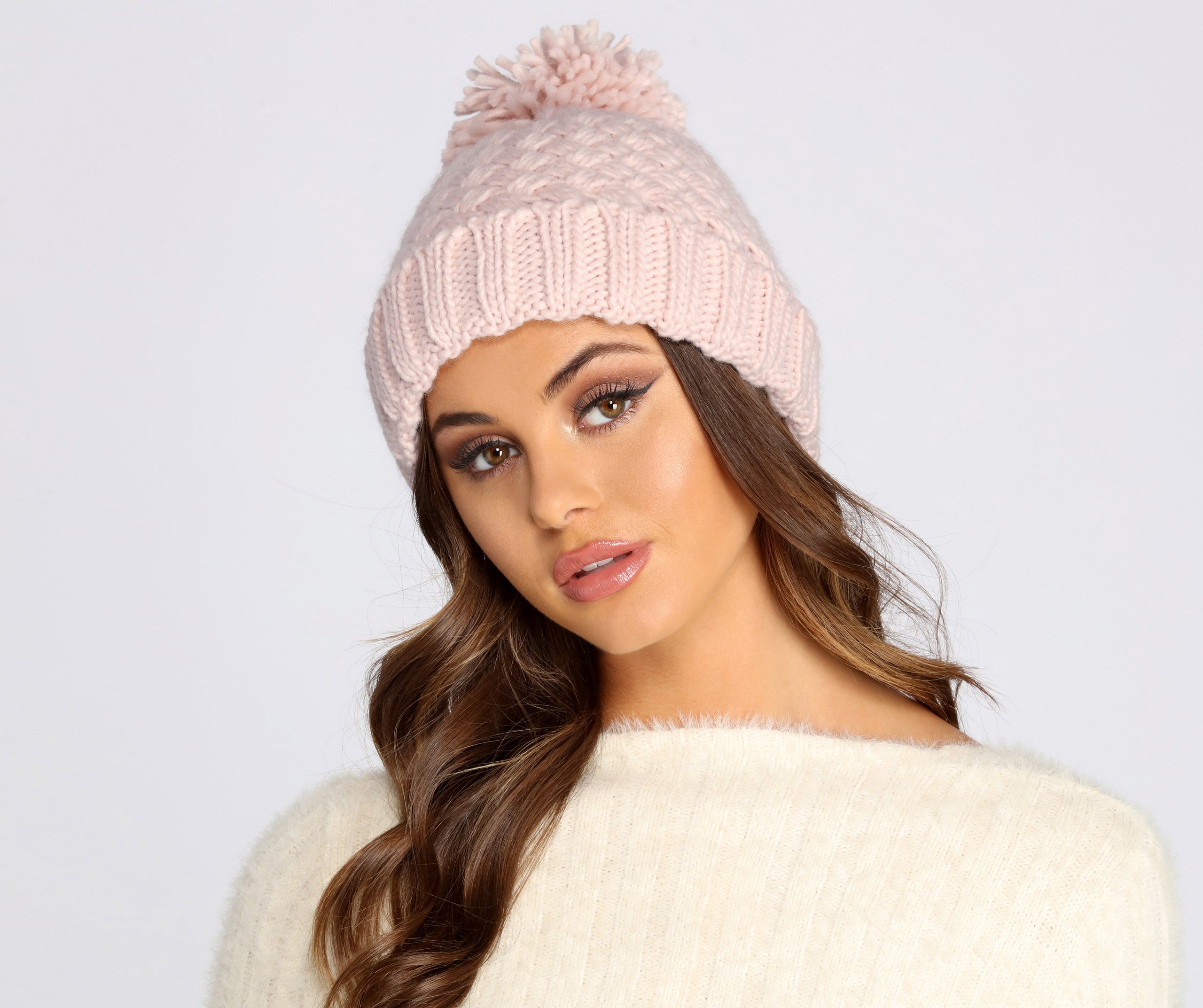 Snow Angel Pom Pom Knit Beanie