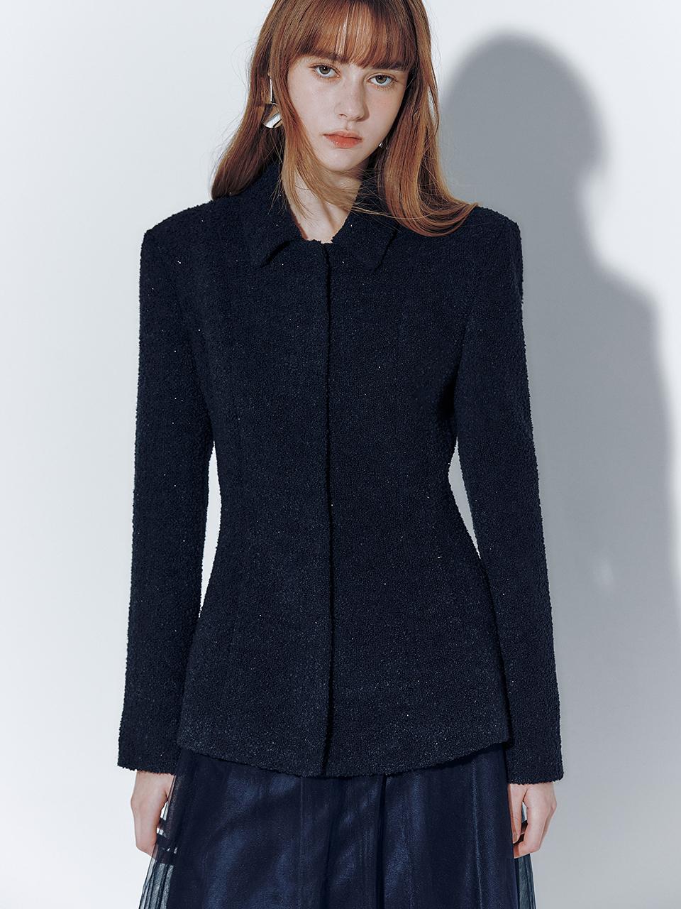 Snowflake Wool Padded Down Slim Fit Jacket