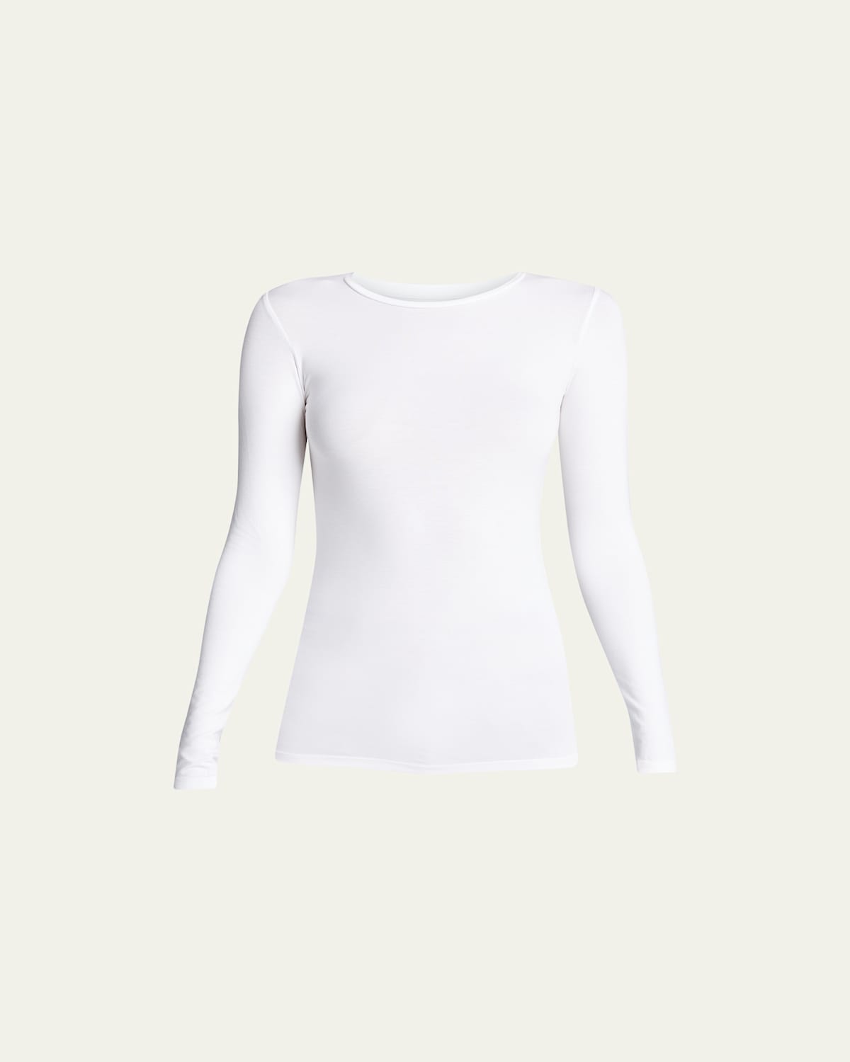 Soft Touch Flat-Edge Long-Sleeve Crewneck Top