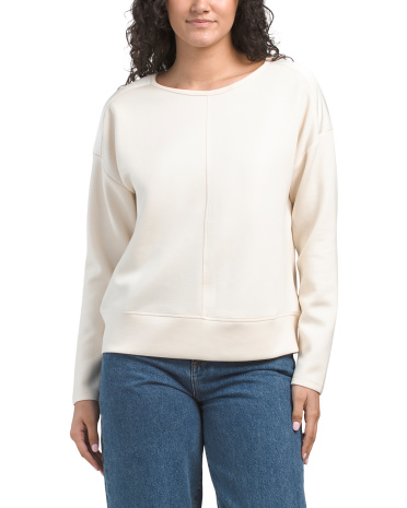 Solid Satin Yok Knit Pullover Sweatshirt for Women | Polyester/Spandex