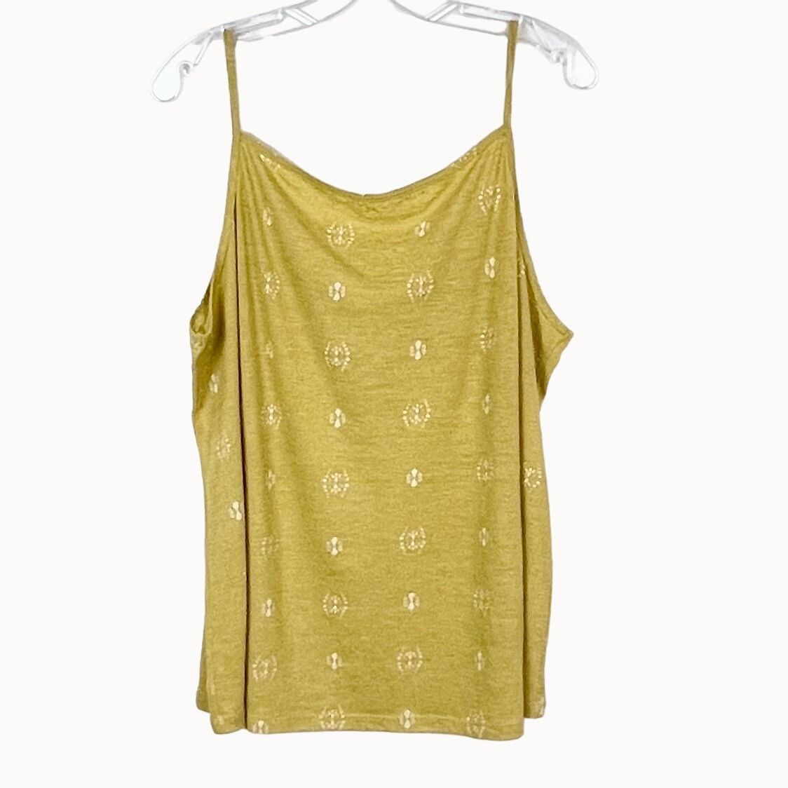 Sonoma Womens Med Beige/gold Linen & Polyester Camisole in Beige Gold/White (Size 2XL)