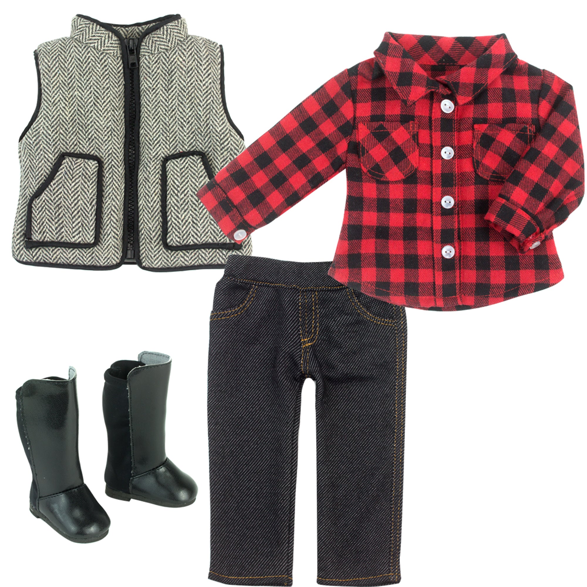 Sophia's Doll Shirt, Jeggings, Vest, and Boots Set for 18" Dolls