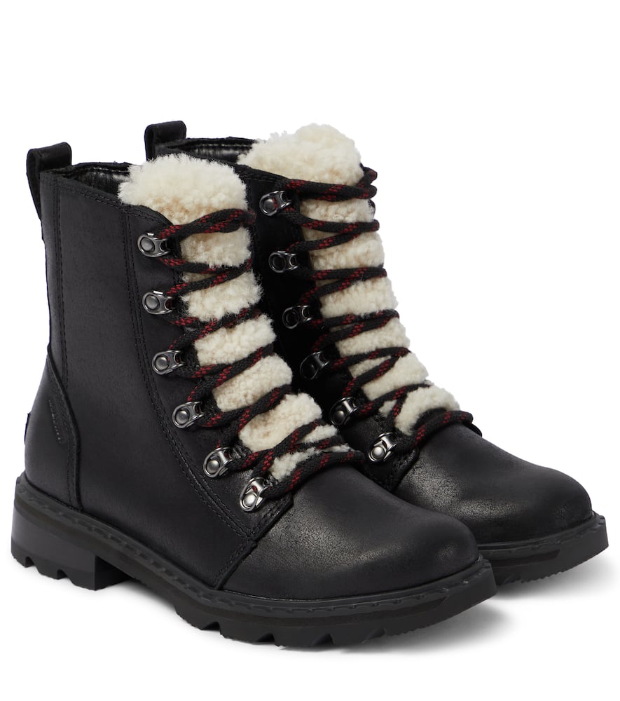 Sorel Lennox leather and shearling combat boots