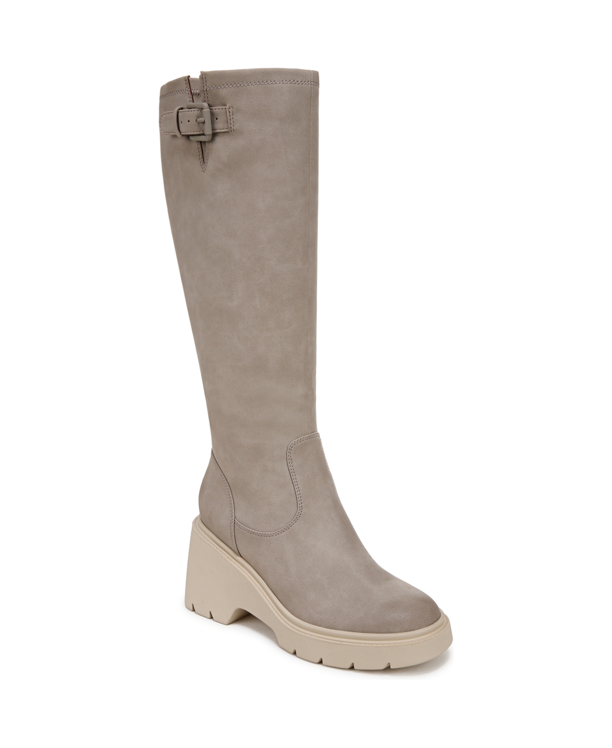 Soul Naturalizer Cache Knee High Lug Sole Platform Boots - Dove Grey Faux Leather