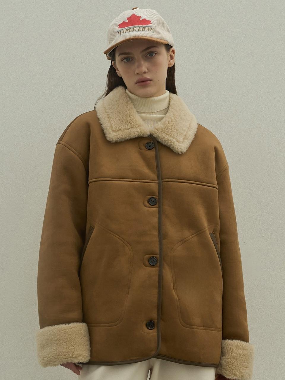 Soutien Collar Shearling Half Coat [Beige/Brown/Charcoal]