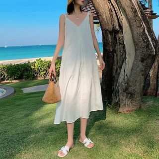 Spaghetti Strap Midi A-Line Beach Dress