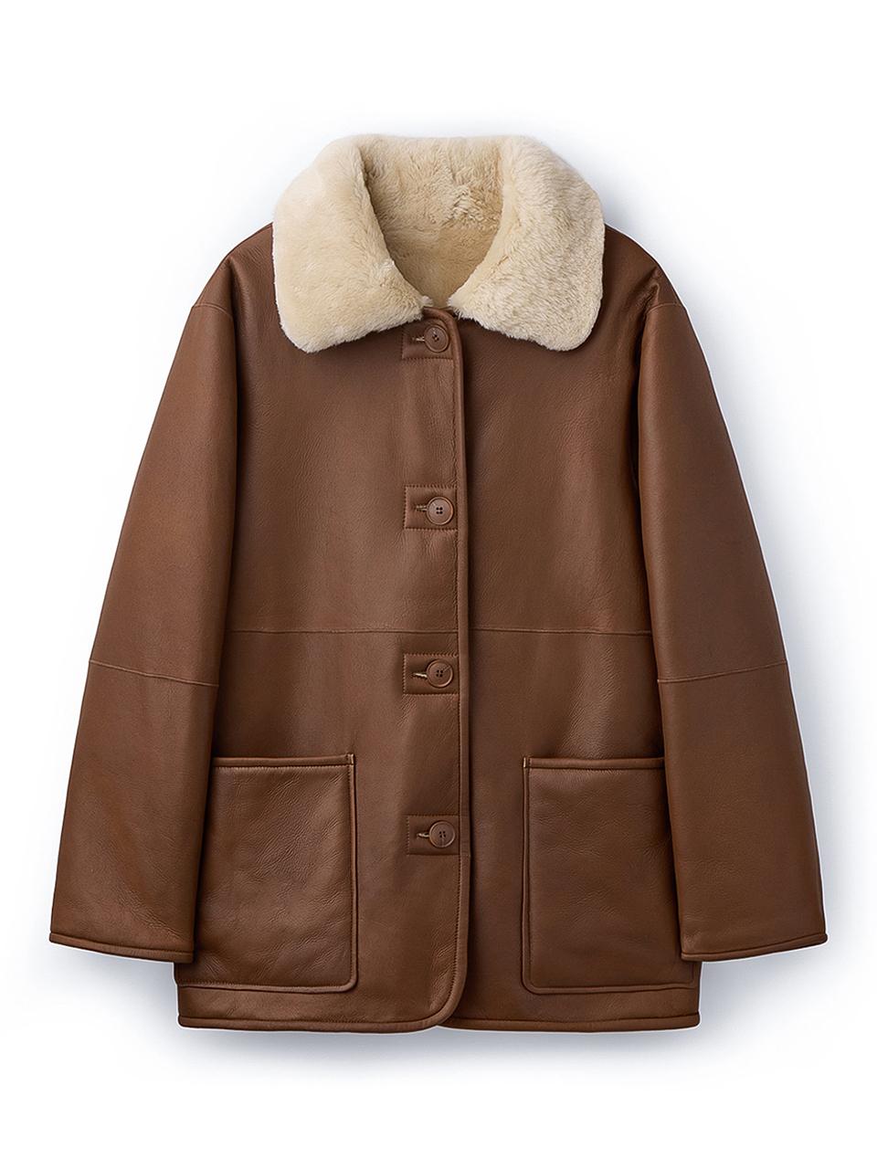 Spanish Shearling Reversible Semi-Oversized Coat [Camel]